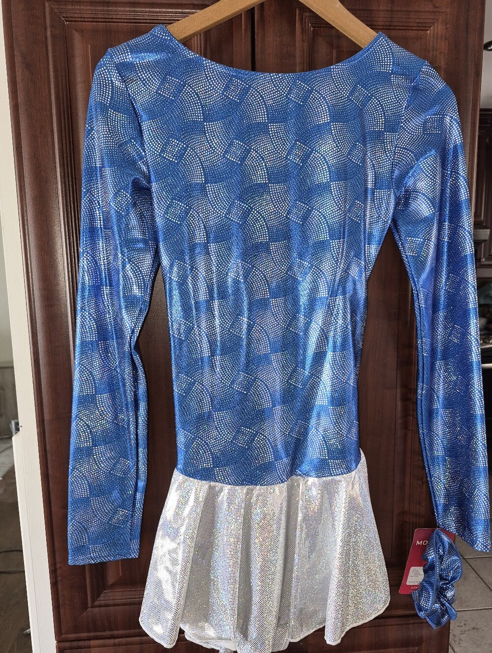 Mondor Blue and Silver Long-Sleeve figure Skating Dress NWT adult XL